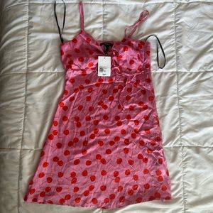 Pink cherry pattern dress forever21 small